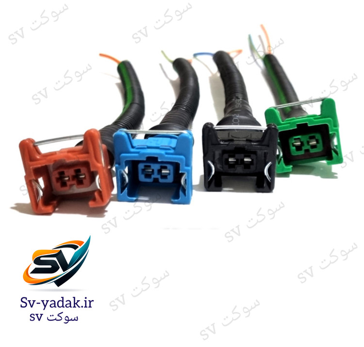 سوکت دو فیش همهکاره برند SV با سیم ۱ خودرویی و اتصالات لحیمکاری شده