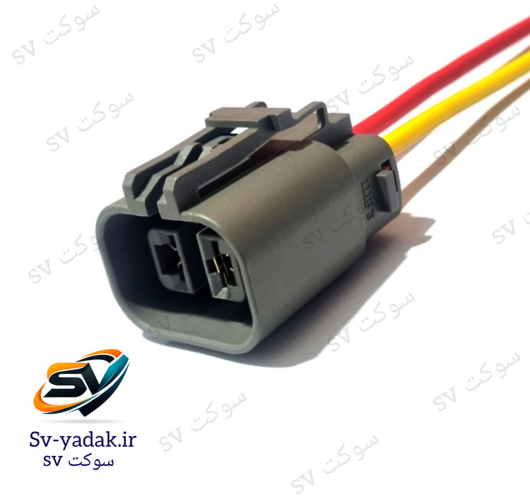 سوکت دو فیش پشت دینام پراید برند SV با سیم ۱.۵ خودرویی و اتصالات لحیمکاری شده