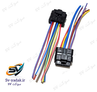 سوکت ۶ فیش پمپ بنزین پژو و چراغ جلو سمند برند SV با سیم ۴ خودرویی